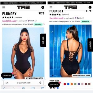 TA3 plungy black swim suit